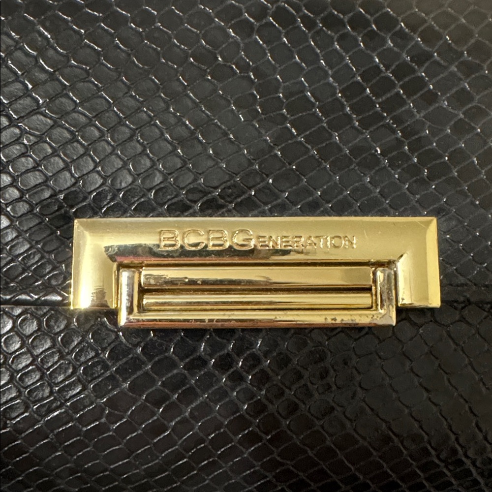 BCBG Generation Carly Crossbody Black Clutch with Gold Accents - Picture 4 of 15